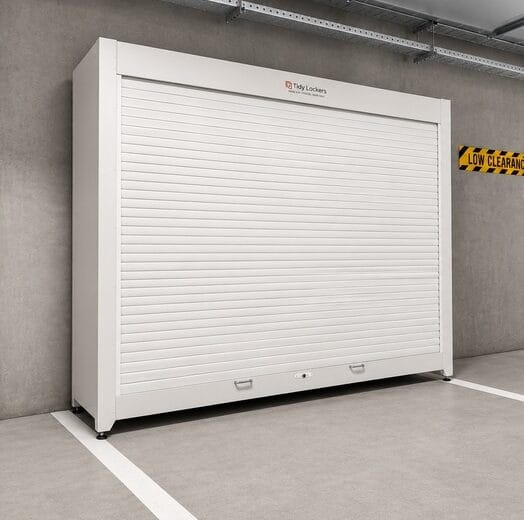 Car park carport roller door storage locker shed
