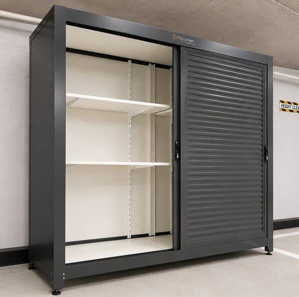 Monument car park sliding door storage locker cabinet